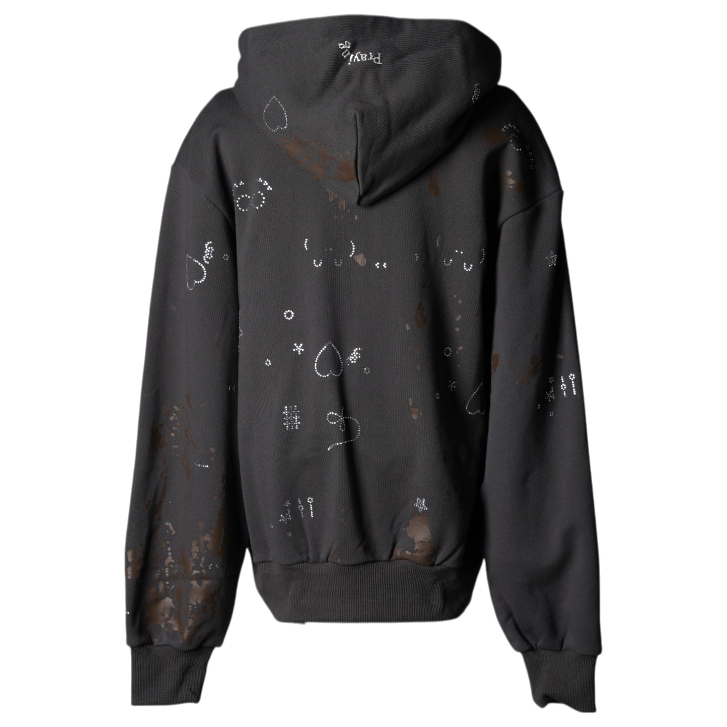 MUD RHINESTONE HOODIE / BROWN