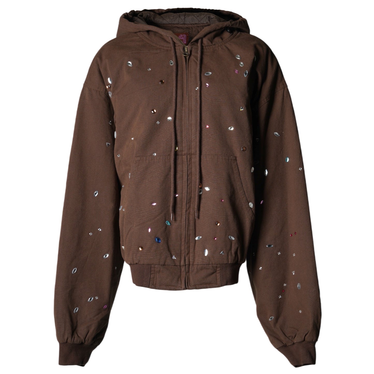 BEJEWLED CANVAS WORK JACKET / BROWN