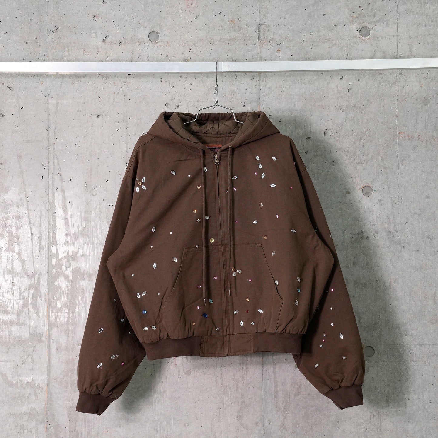 BEJEWLED CANVAS WORK JACKET / BROWN