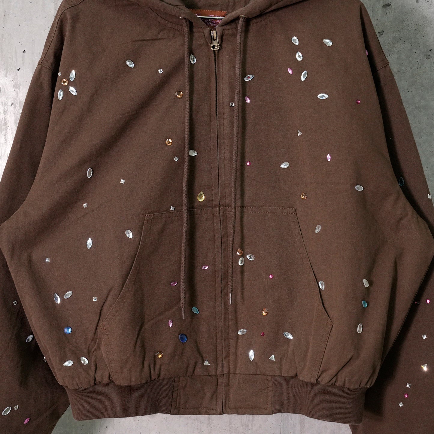 BEJEWLED CANVAS WORK JACKET / BROWN