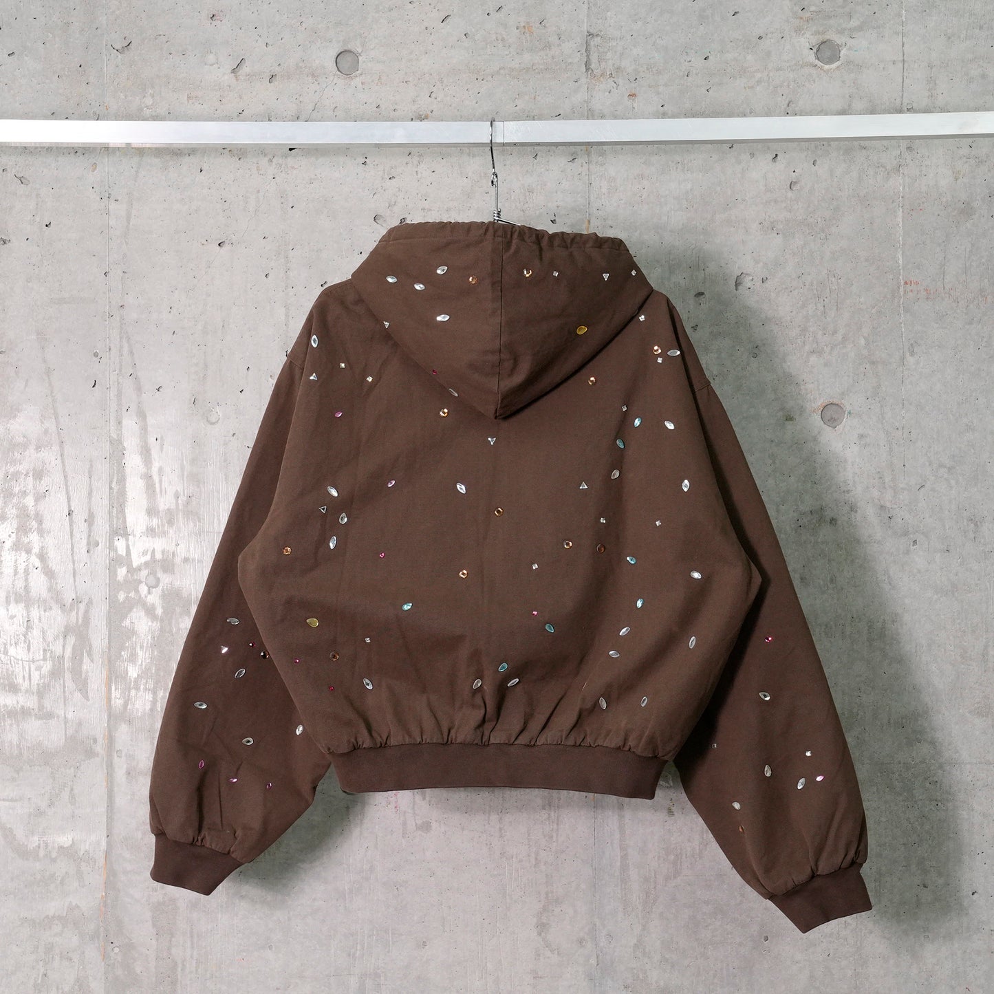 BEJEWLED CANVAS WORK JACKET / BROWN