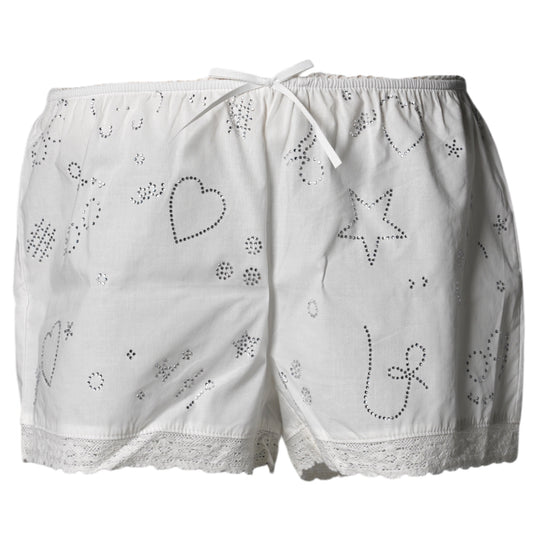 RHINESTONE BOW SHORTS / WHITE