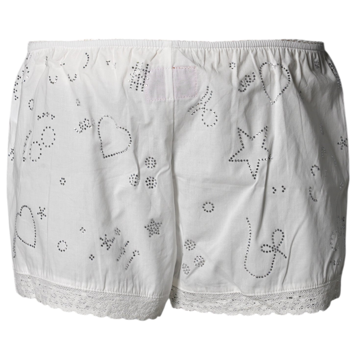 RHINESTONE BOW SHORTS / WHITE