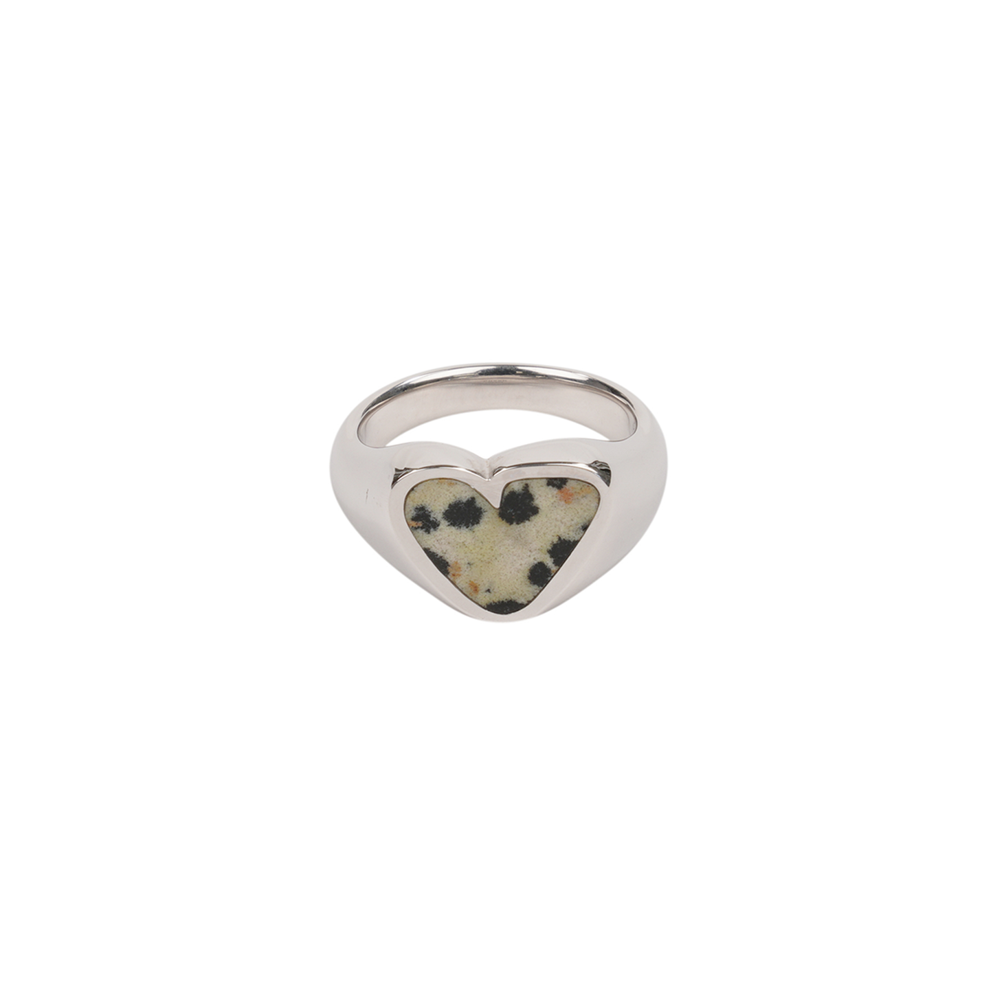 ROUGH HEART DALMATIAN STONE RING / SILVER