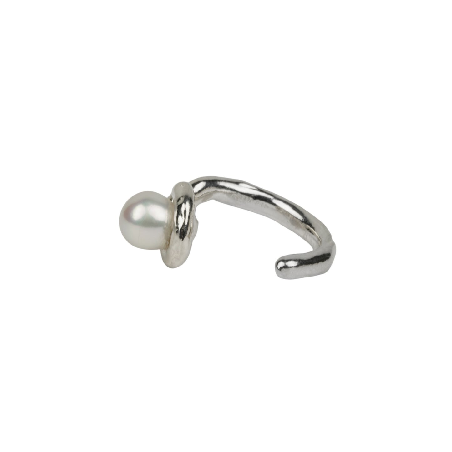 FLOW HOOP PEARL RING / SILVER