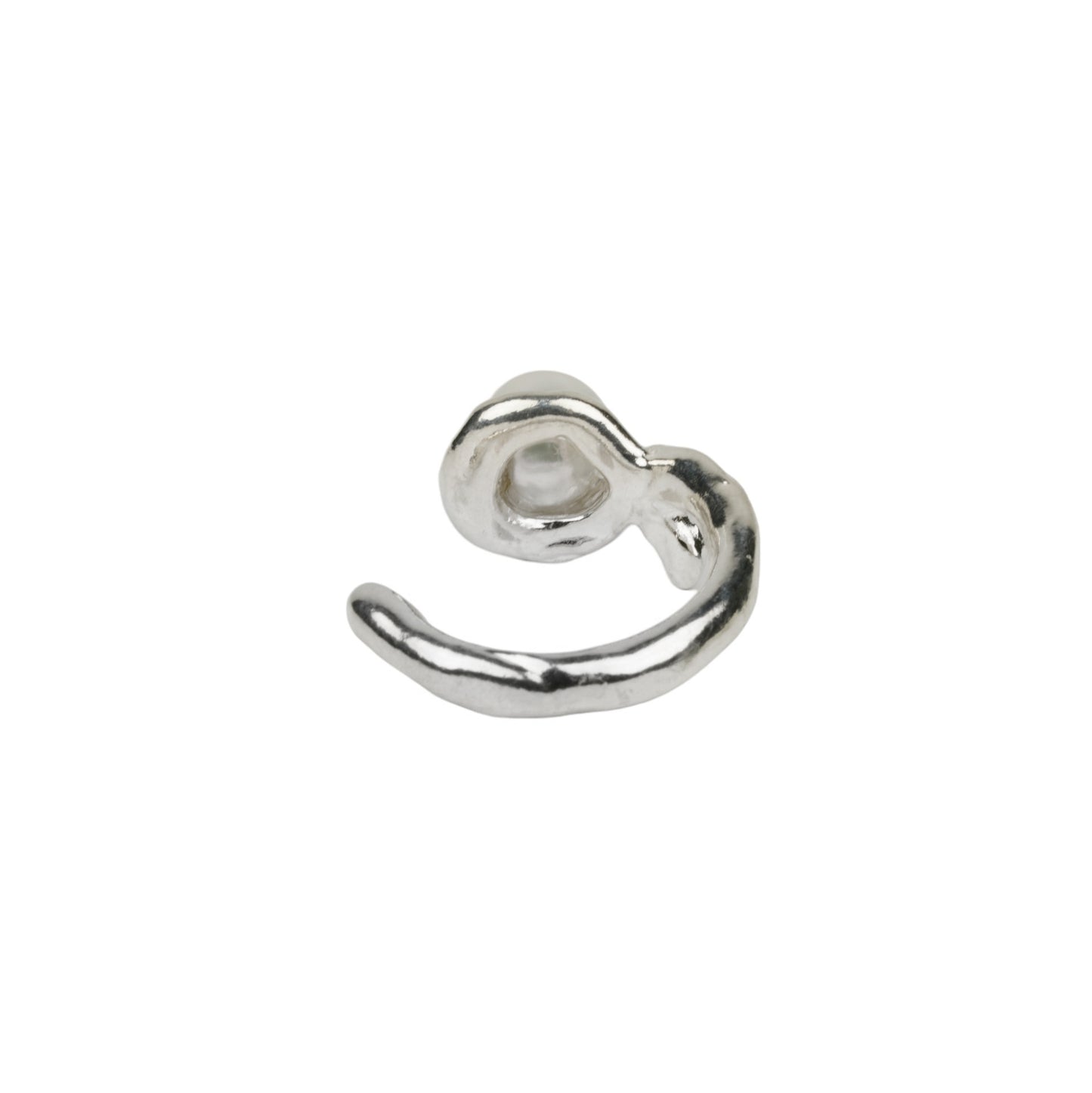 FLOW HOOP PEARL RING / SILVER