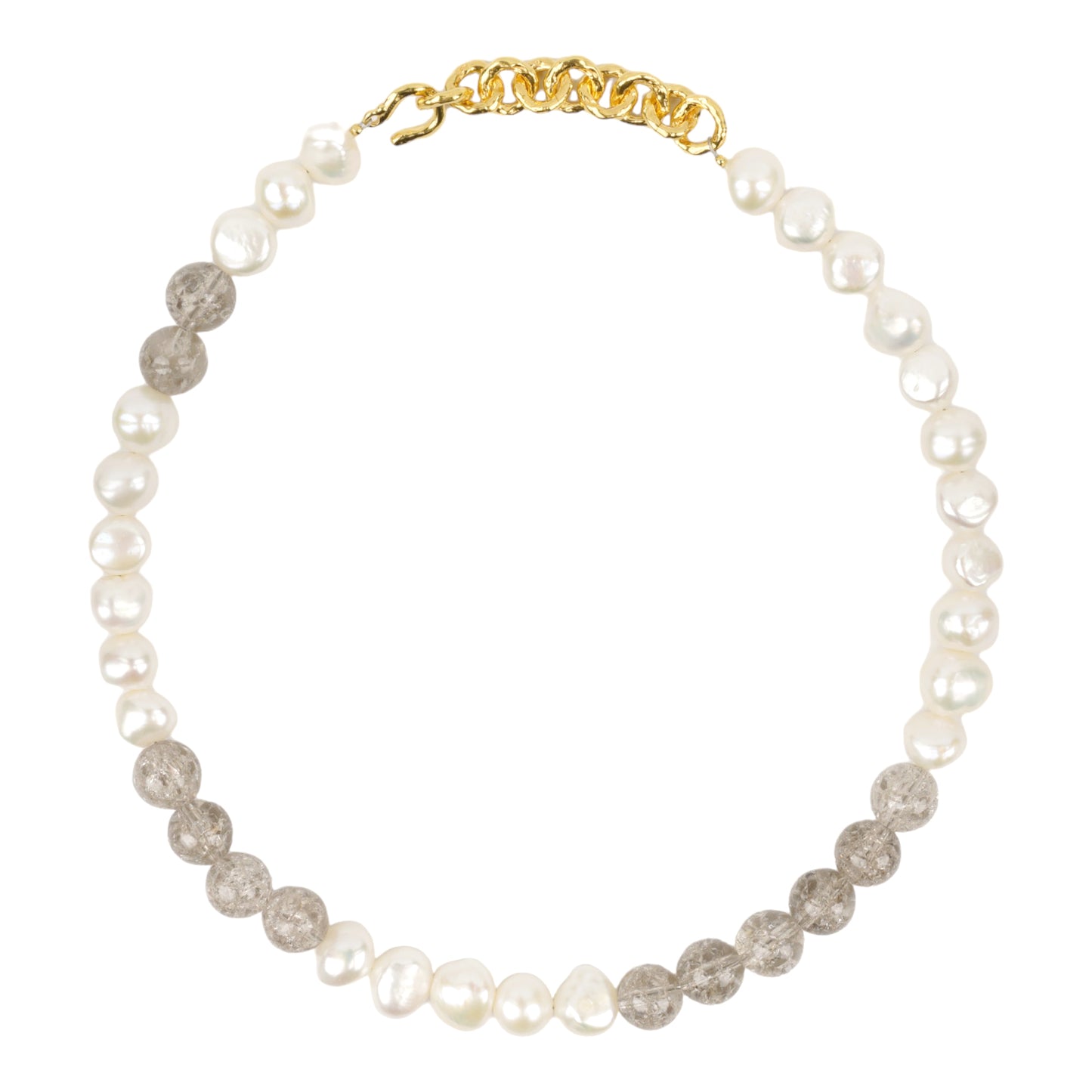 BAROQUE PEARL CRACKED CRYSTAL NECKLACE / WHITE