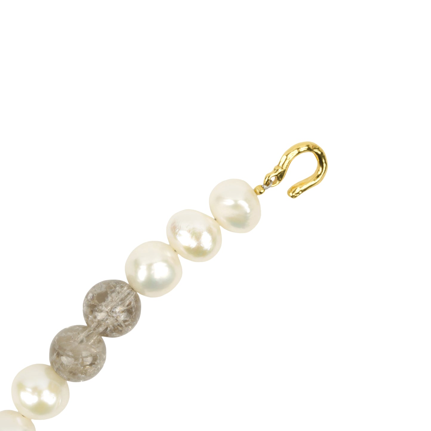 BAROQUE PEARL CRACKED CRYSTAL NECKLACE / WHITE