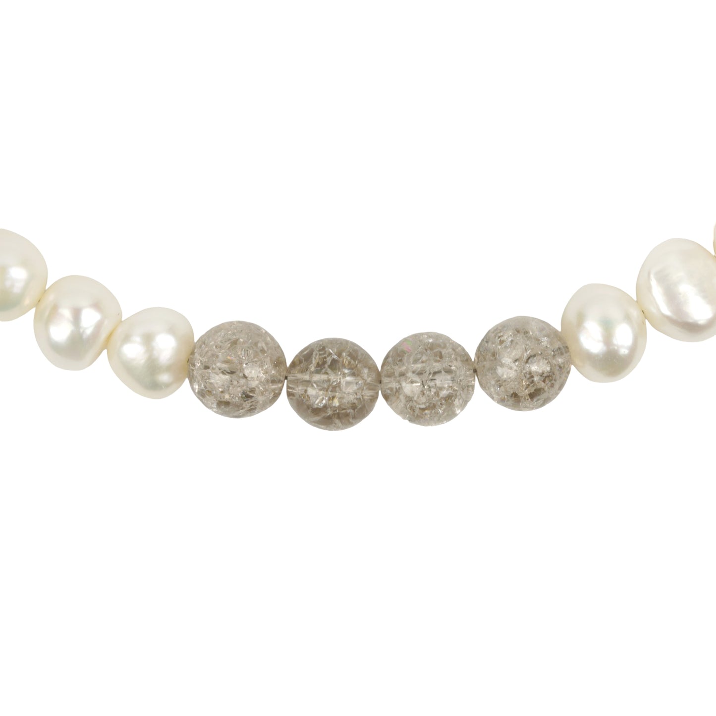 BAROQUE PEARL CRACKED CRYSTAL NECKLACE / WHITE