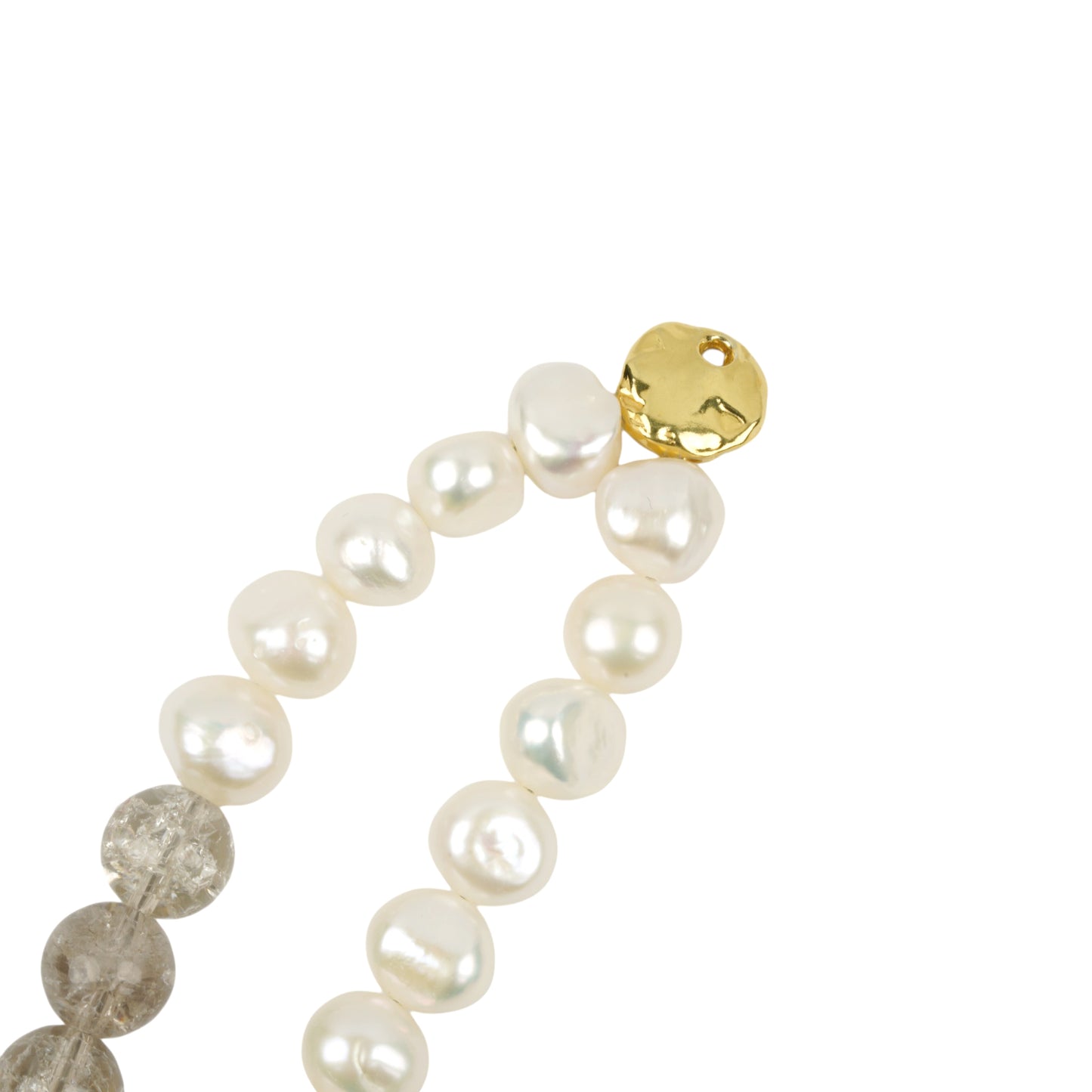 BAROQUE PEARL CRACKED CRYSTAL DOUBLE NECKLACE / WHITE