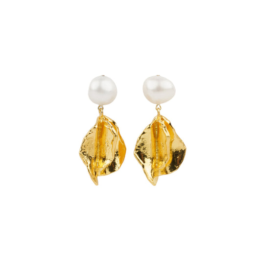 ROSE PETALS BAROQUE PEARL EARRINGS / GOLD