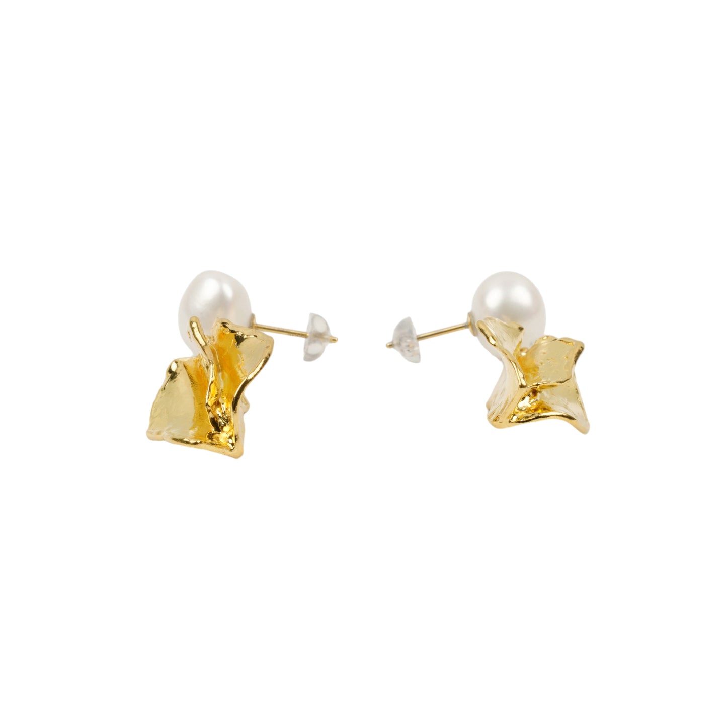 ROSE PETALS BAROQUE PEARL EARRINGS / GOLD