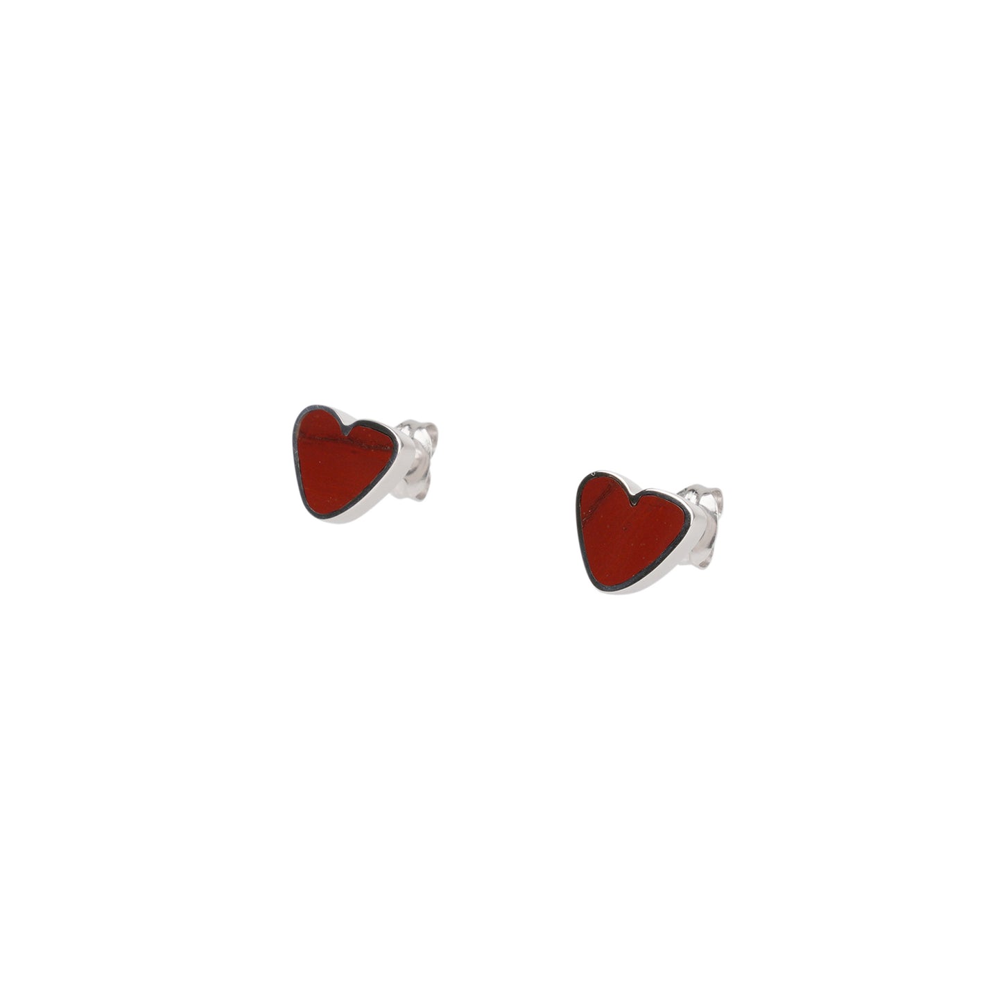 ROUGH HEART RED JASPER EARRINGS / SILVER