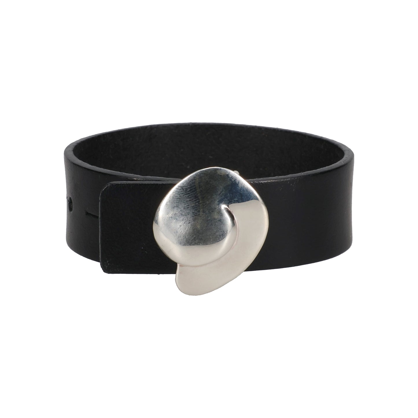 YU-KIN ROUND SHAPE LEATHER BANGLE / 07:SILVER