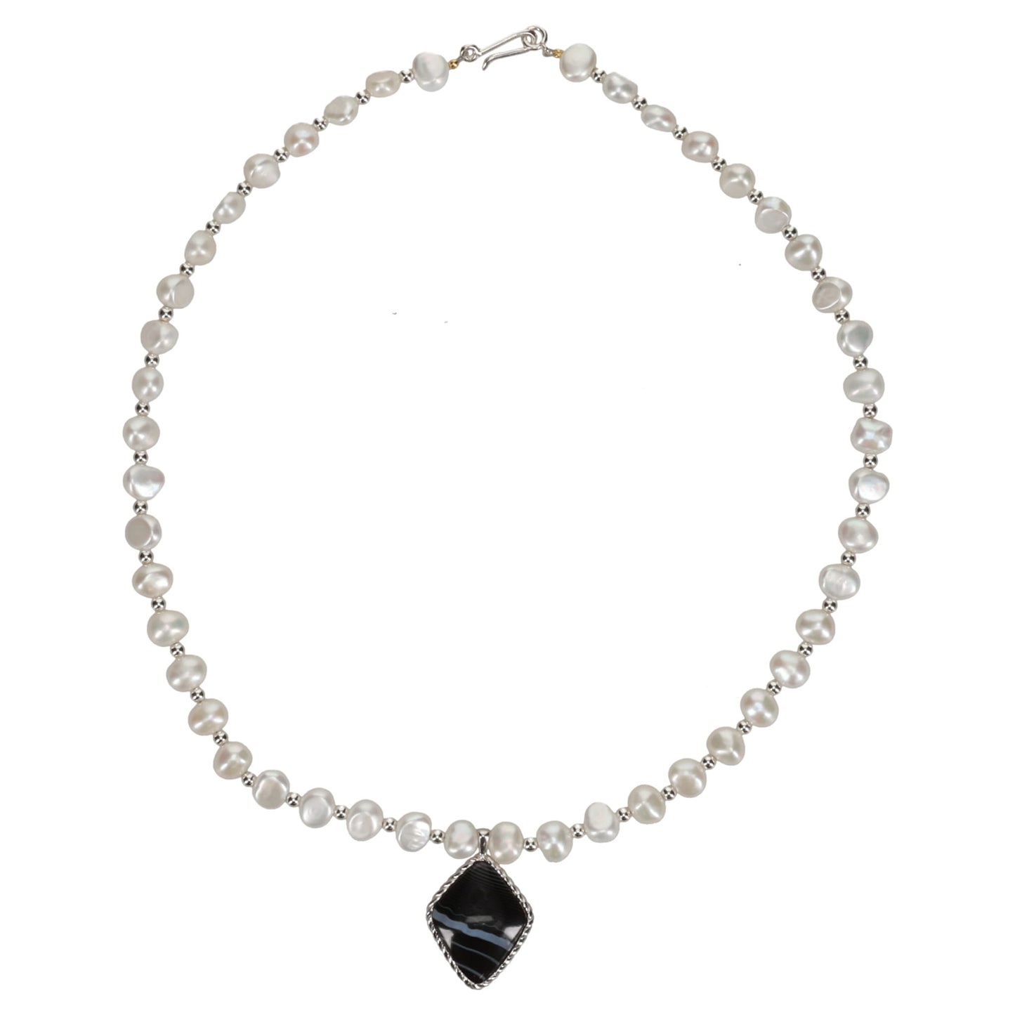 SQUARE STONE PEARL NECKLACE / 65:JADE