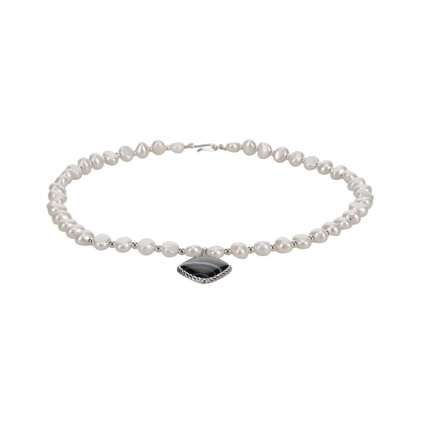 SQUARE STONE PEARL NECKLACE / 65:JADE