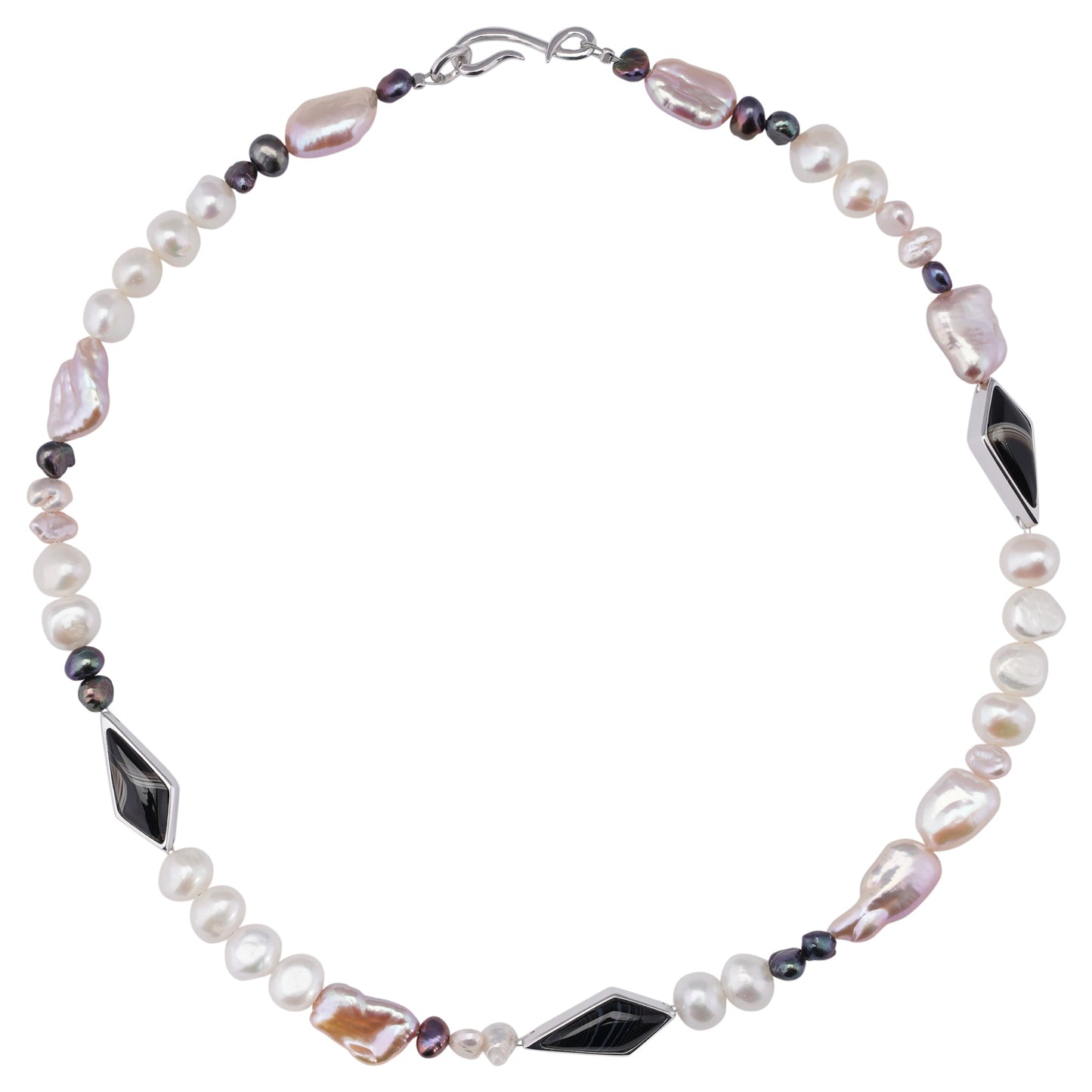 HOW RAW ONYX PEARL GRADATION NECKLACE / 92