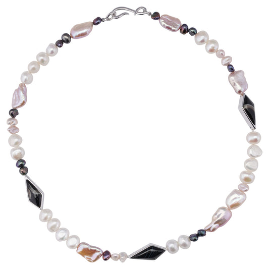 HOW RAW ONYX PEARL GRADATION NECKLACE / 92