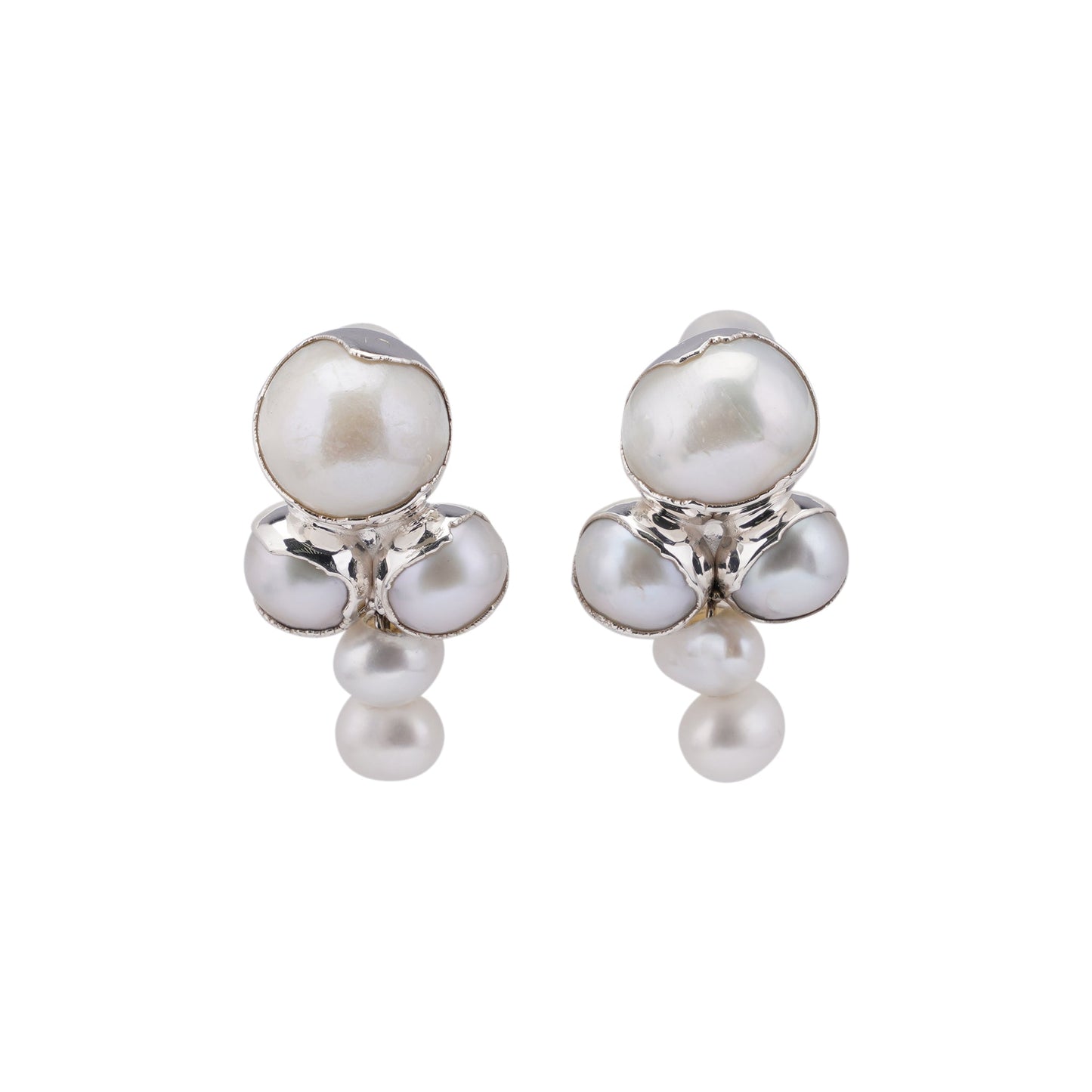BAROQUE PEARL TSUBOMI DIP EARRINGS / 07:SILVER