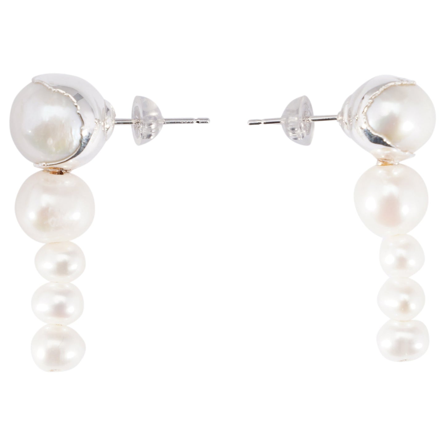 BROQUE PEARL TSUBOMI DIP LINE EARRINGS / 07:SILVER