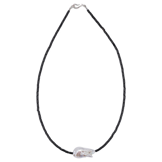 BAROQUE PEARL STONE LINE CHOKER NECKLACE / 09:BLACK