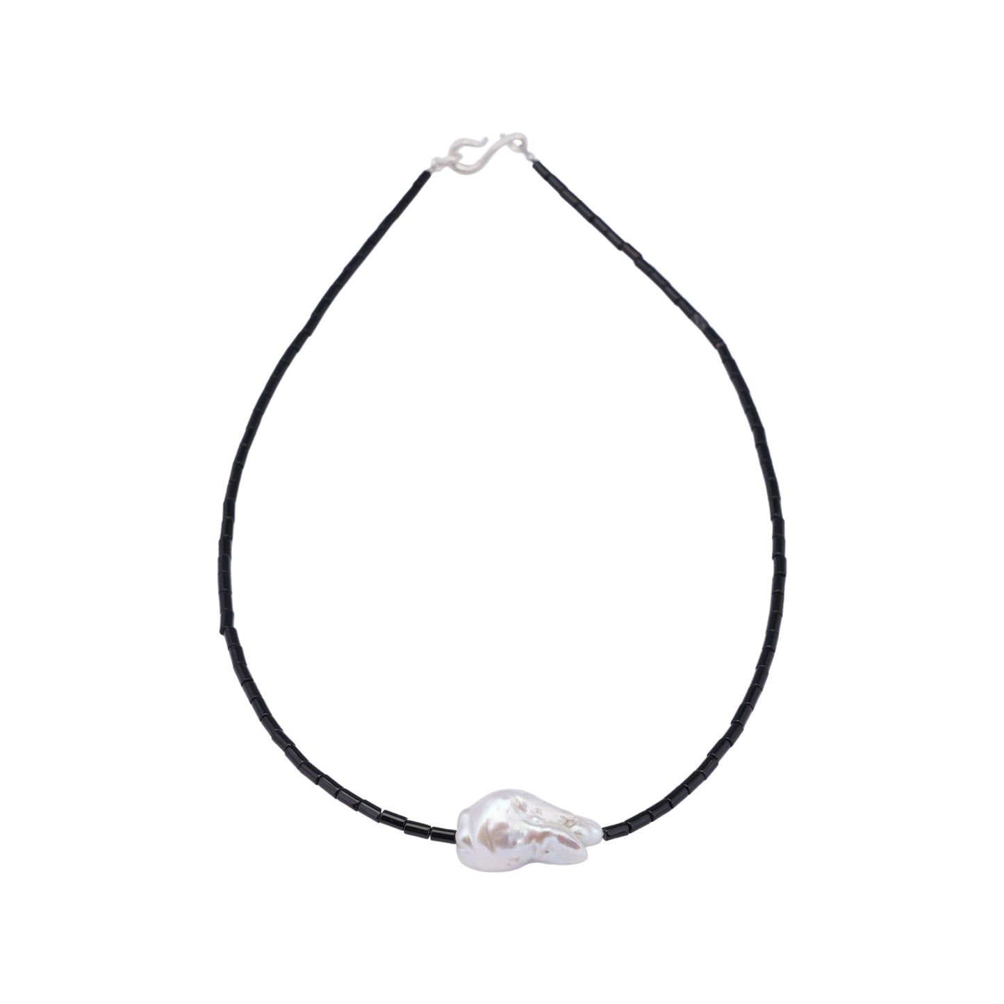 BAROQUE PEARL STONE LINE CHOKER NECKLACE / 09:BLACK