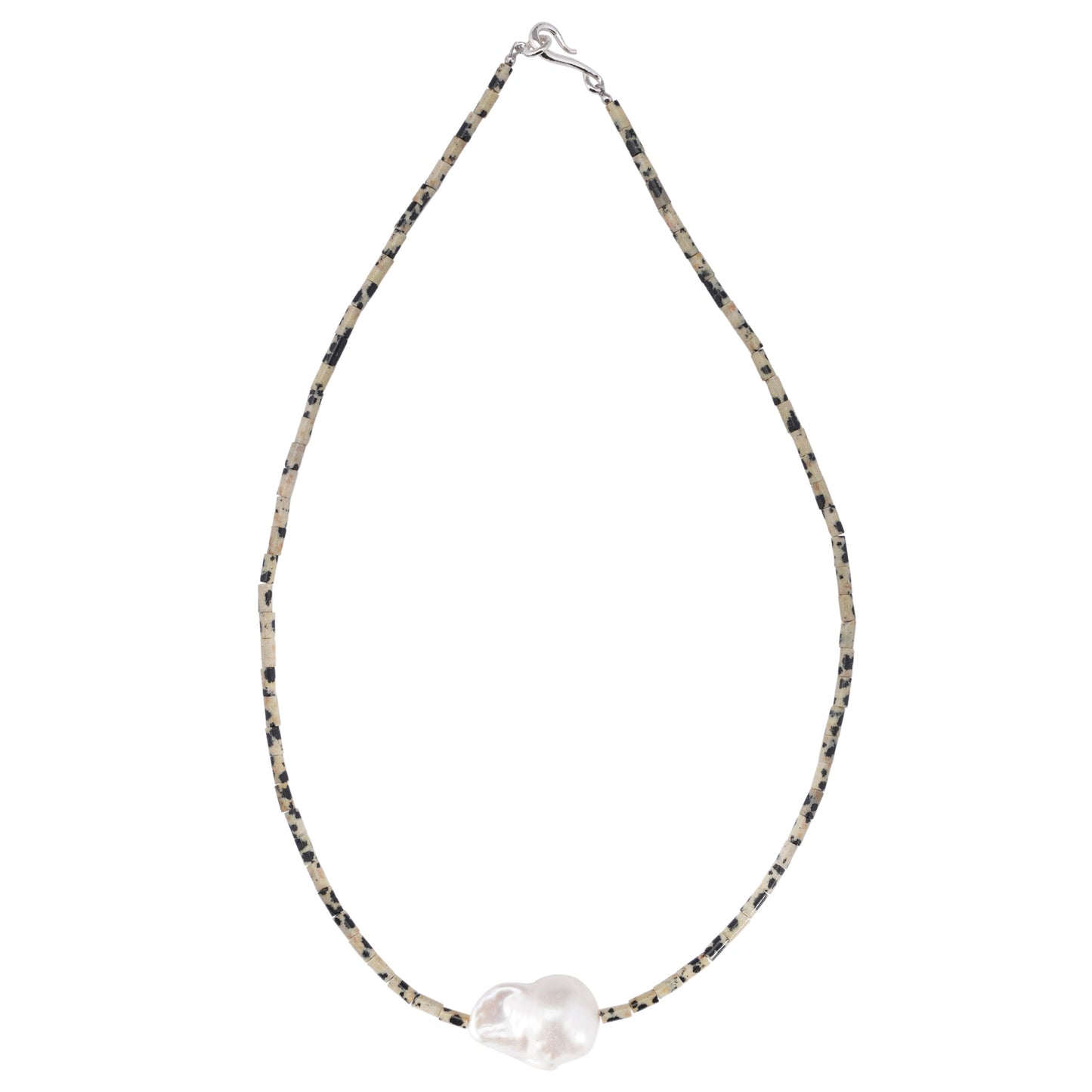 BAROQUE PEARL STONE LINE CHOKER NECKLACE / 15:MD.GRAY