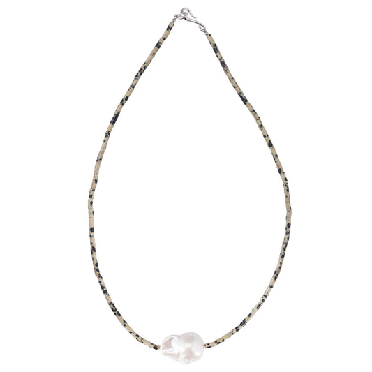 BAROQUE PEARL STONE LINE CHOKER NECKLACE / 15:MD.GRAY
