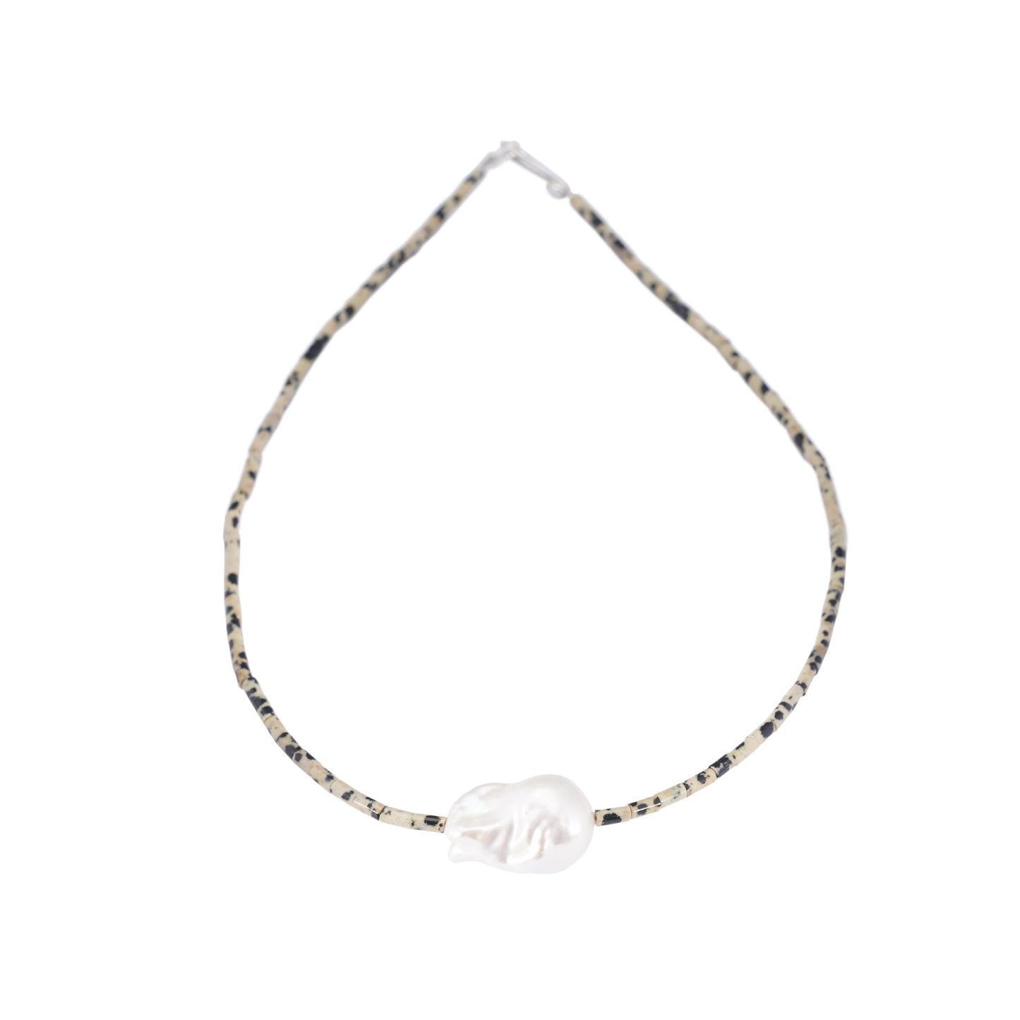 BAROQUE PEARL STONE LINE CHOKER NECKLACE / 15:MD.GRAY