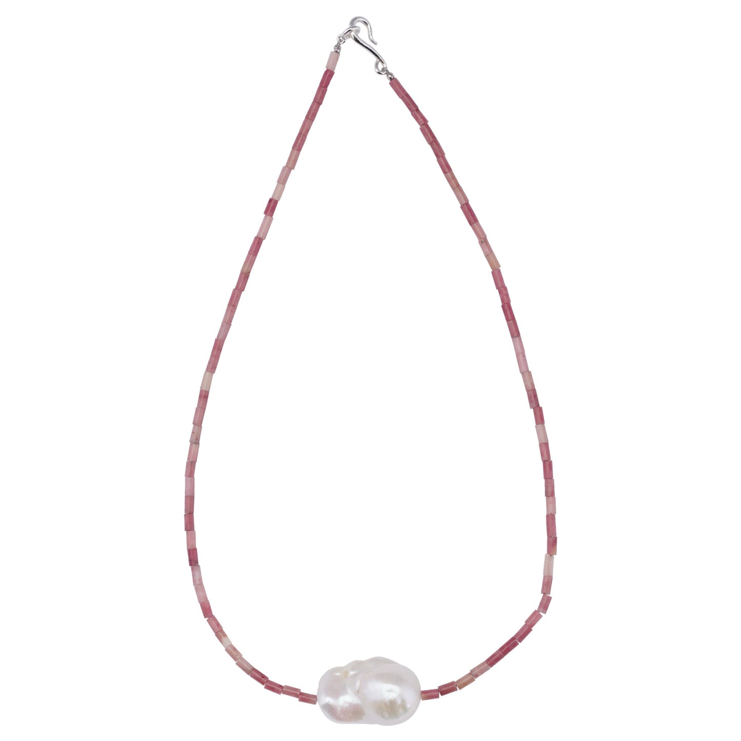 BAROQUE PEARL STONE LINE CHOKER NECKLACE / 33:PINK
