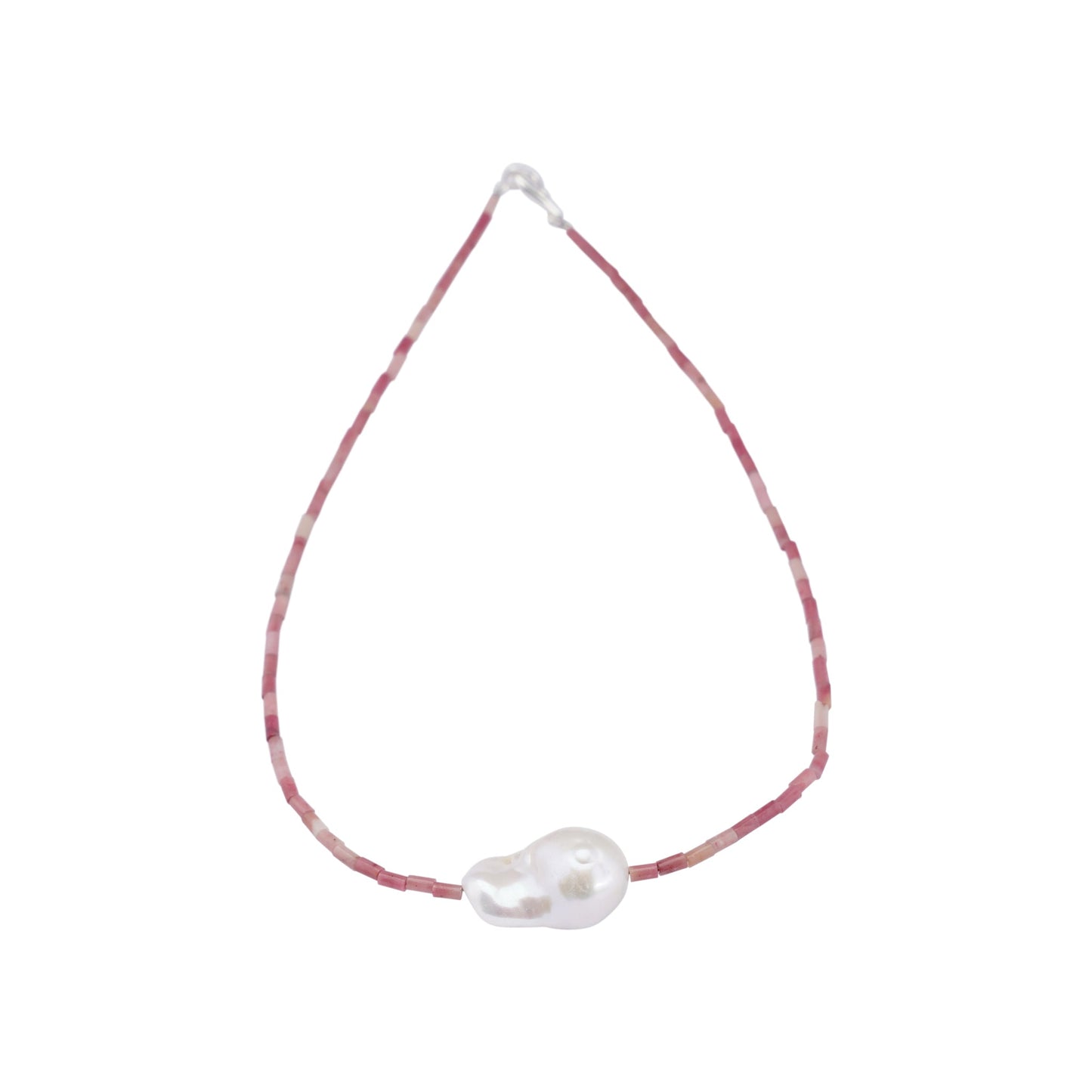 BAROQUE PEARL STONE LINE CHOKER NECKLACE / 33:PINK