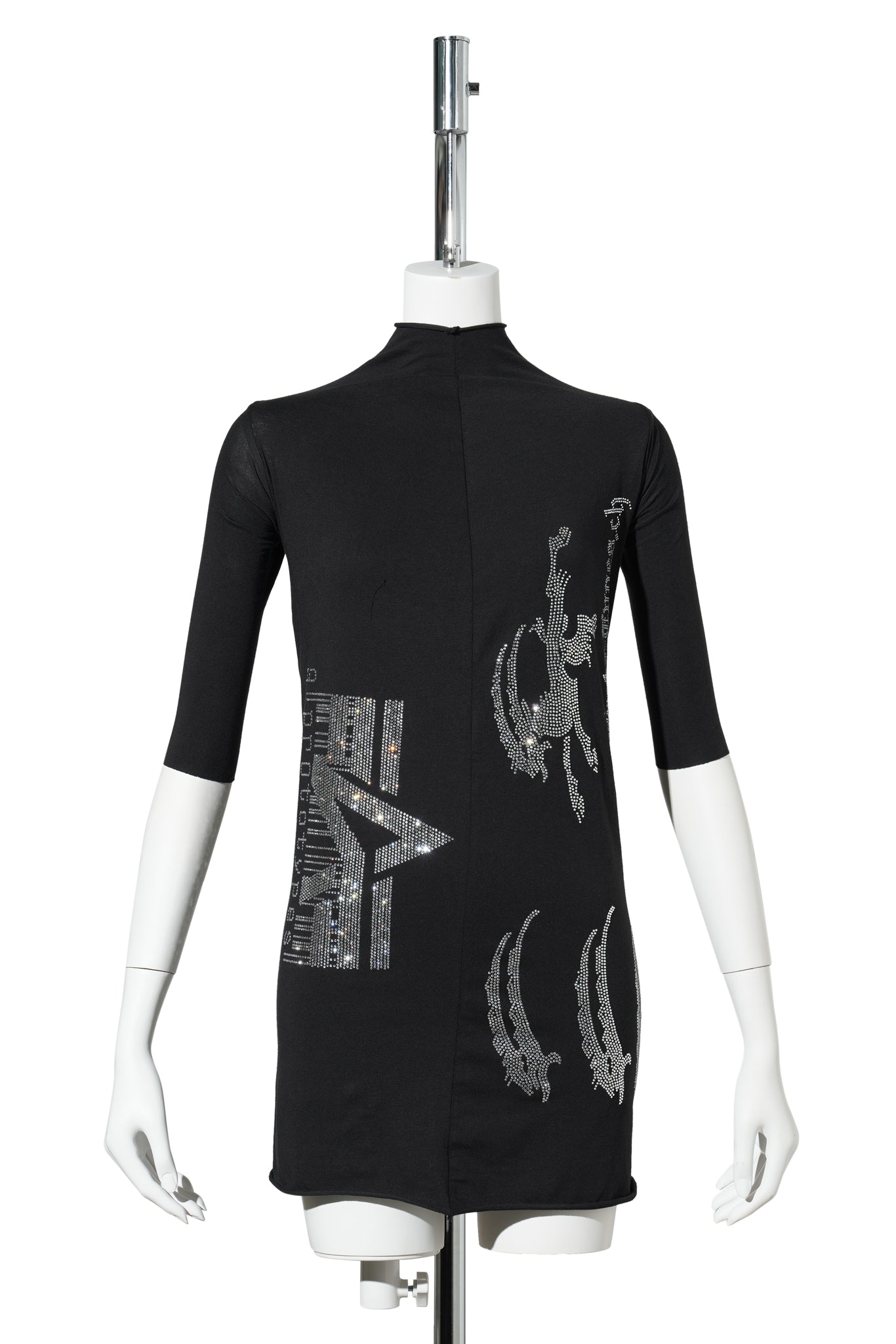 STRETCH COTTON BLACK RHINESTONE GOAT TEE / BLACK