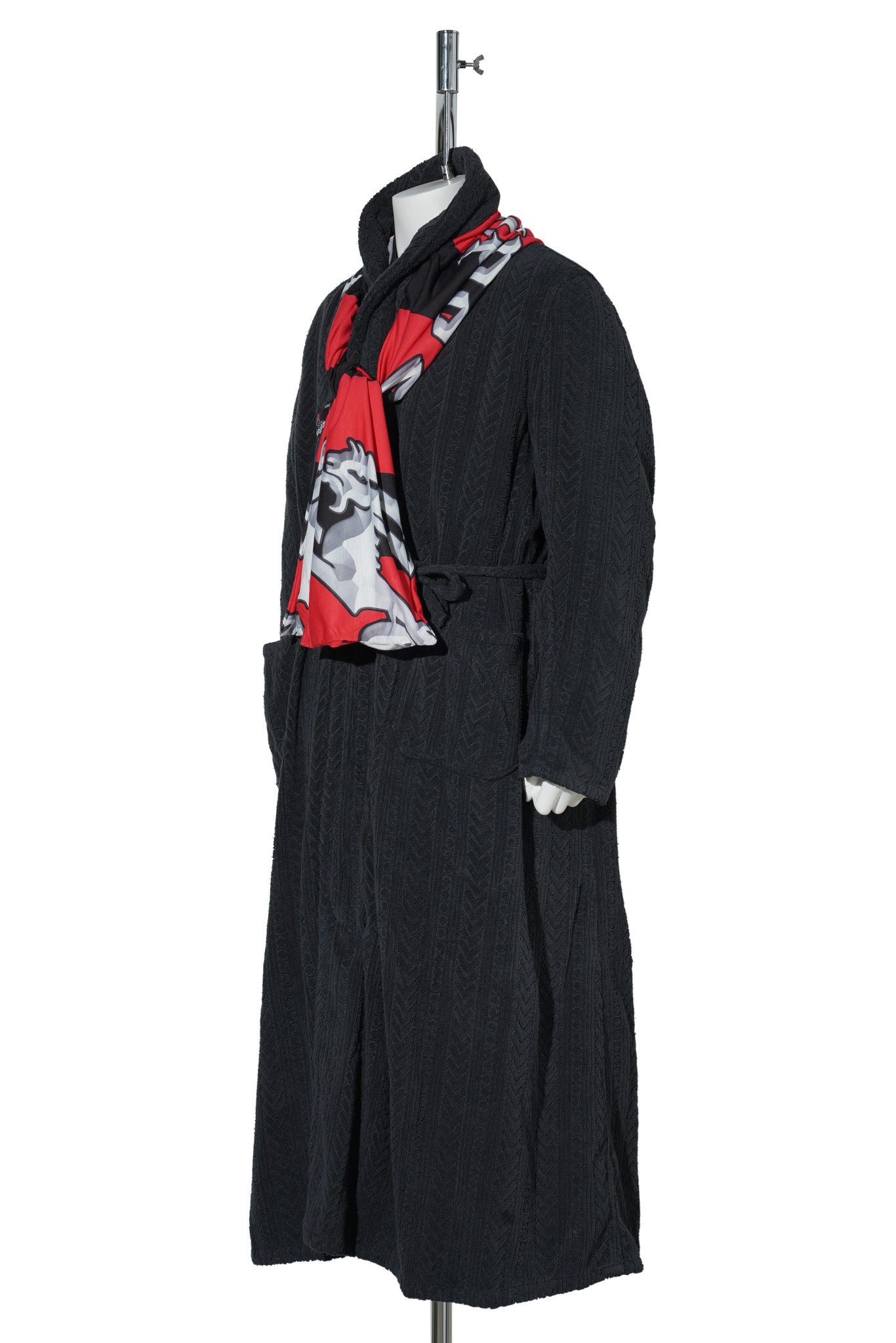 TERRYCLOTH DARK GREY BATHROBE-COAT / DARKGREY