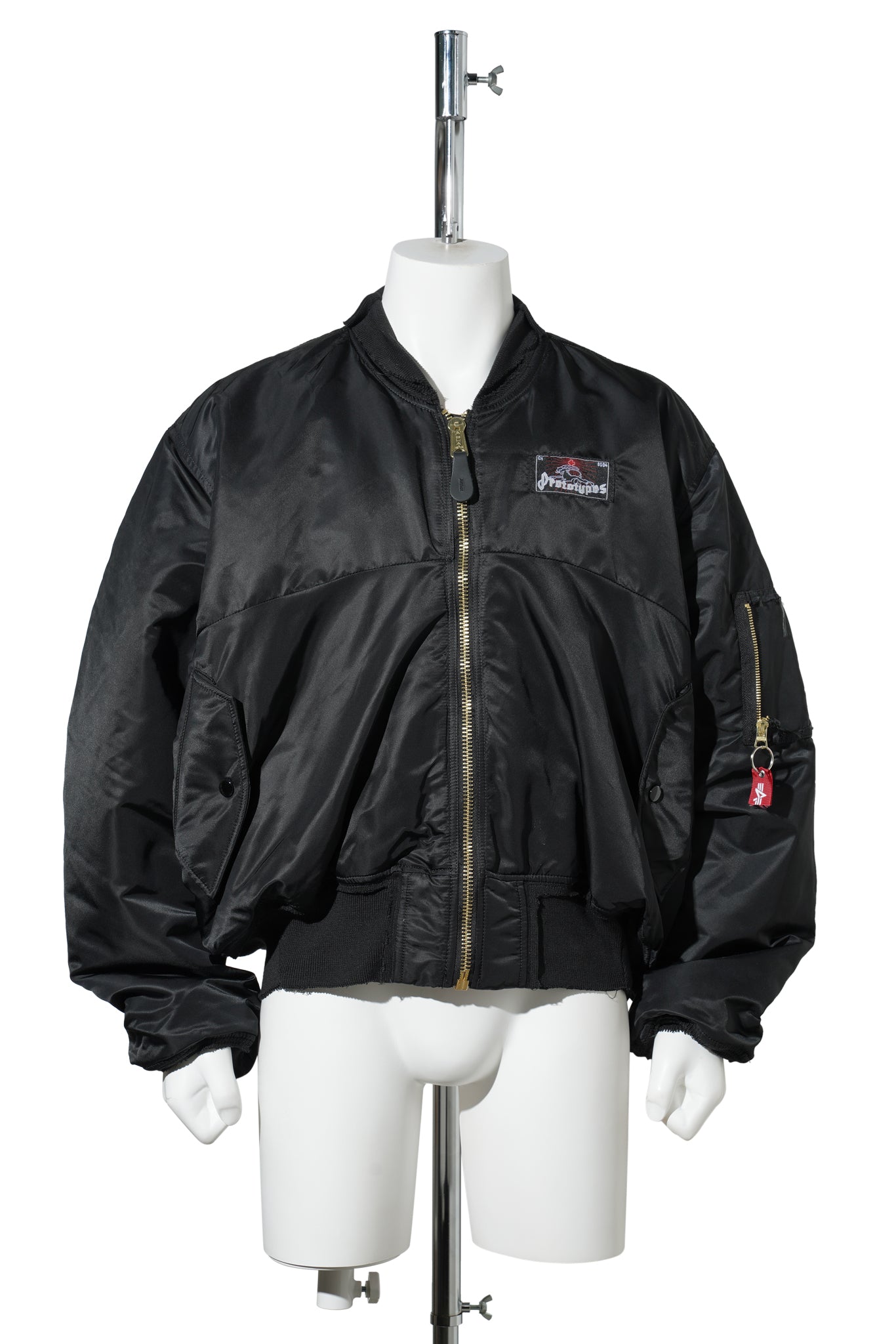 TECHNICAL NYLON BLACK RHINESTONE BOMBER / BLACK