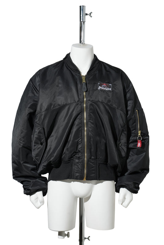 TECHNICAL NYLON BLACK RHINESTONE BOMBER / BLACK