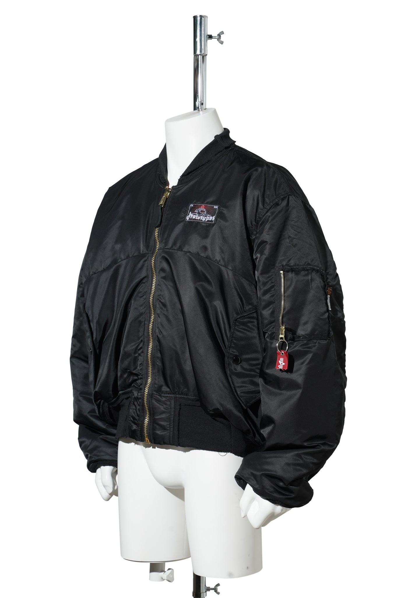 TECHNICAL NYLON BLACK RHINESTONE BOMBER / BLACK