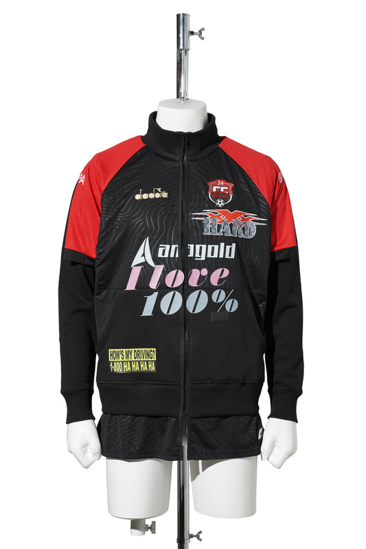 VINTAGE SPORTSWEAR BLACK FOOTBALL SHIRT ZIP UP / BLACK