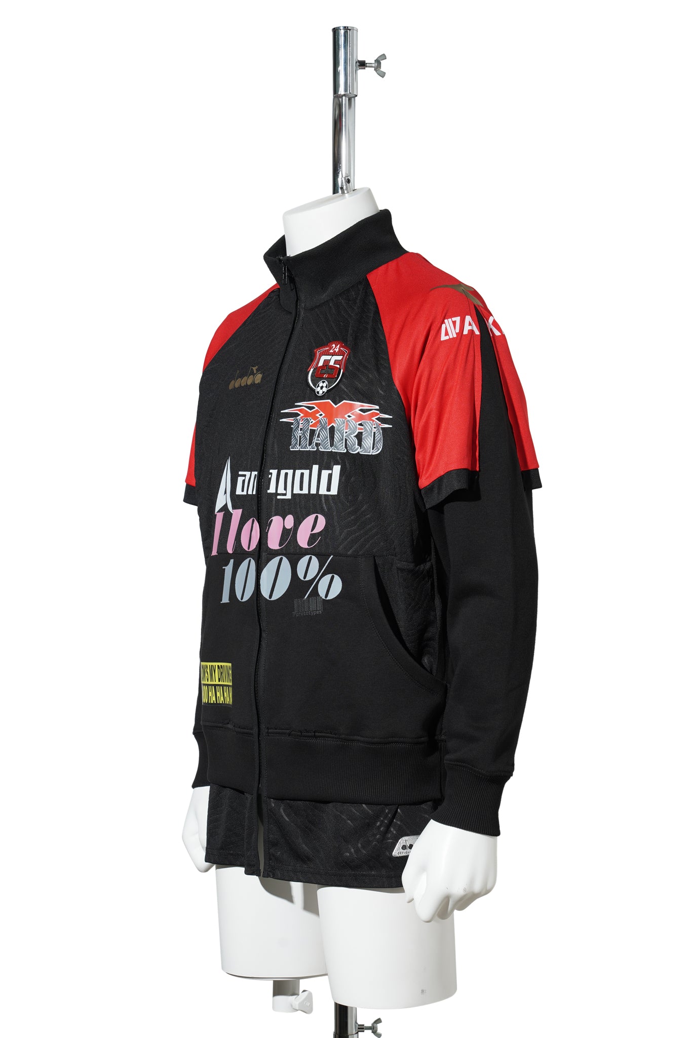 VINTAGE SPORTSWEAR BLACK FOOTBALL SHIRT ZIP UP / BLACK