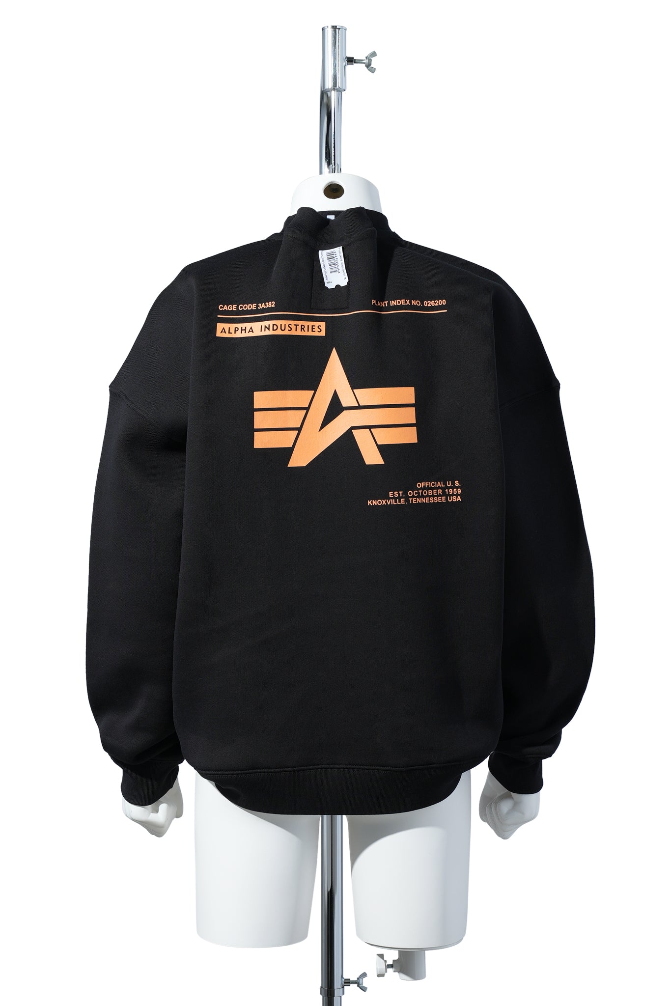 FLEECE BACKED JERSEY BLACK BOX PLEAT CREW NECK / BLACK