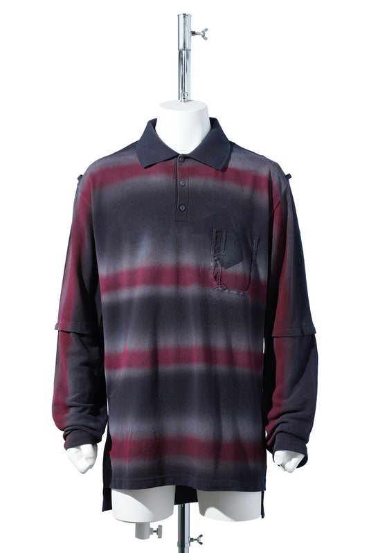 POLYCOTTON NAVY SPRAYED POLO LONGSLEEVE / NAVY