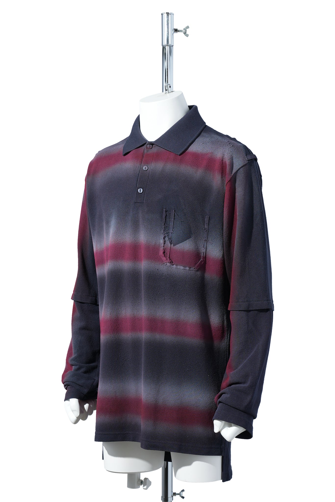 POLYCOTTON NAVY SPRAYED POLO LONGSLEEVE / NAVY