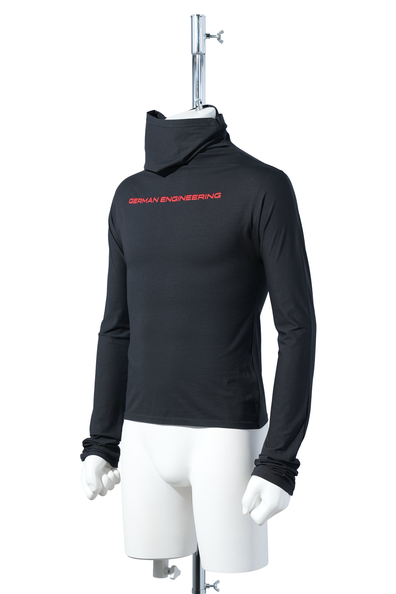 STRETCH COTTON BLACK TWISTED HOODIE / BLACK