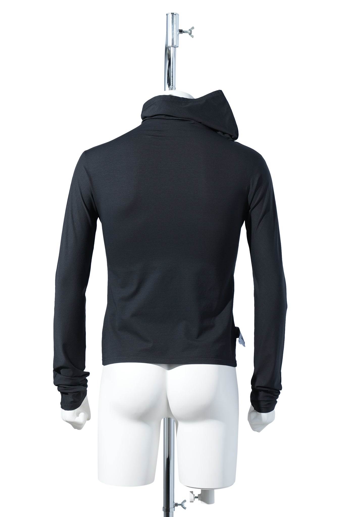 STRETCH COTTON BLACK TWISTED HOODIE / BLACK