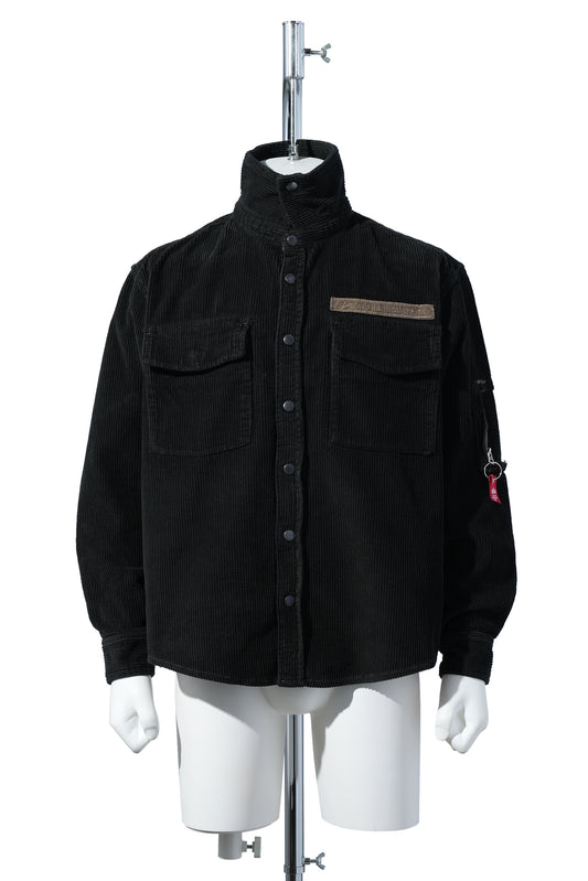 SPRAYED CORDEROY OVERSHIRT DARK GREY SPRAYED FLANNEL SHIRT / DARKGREY