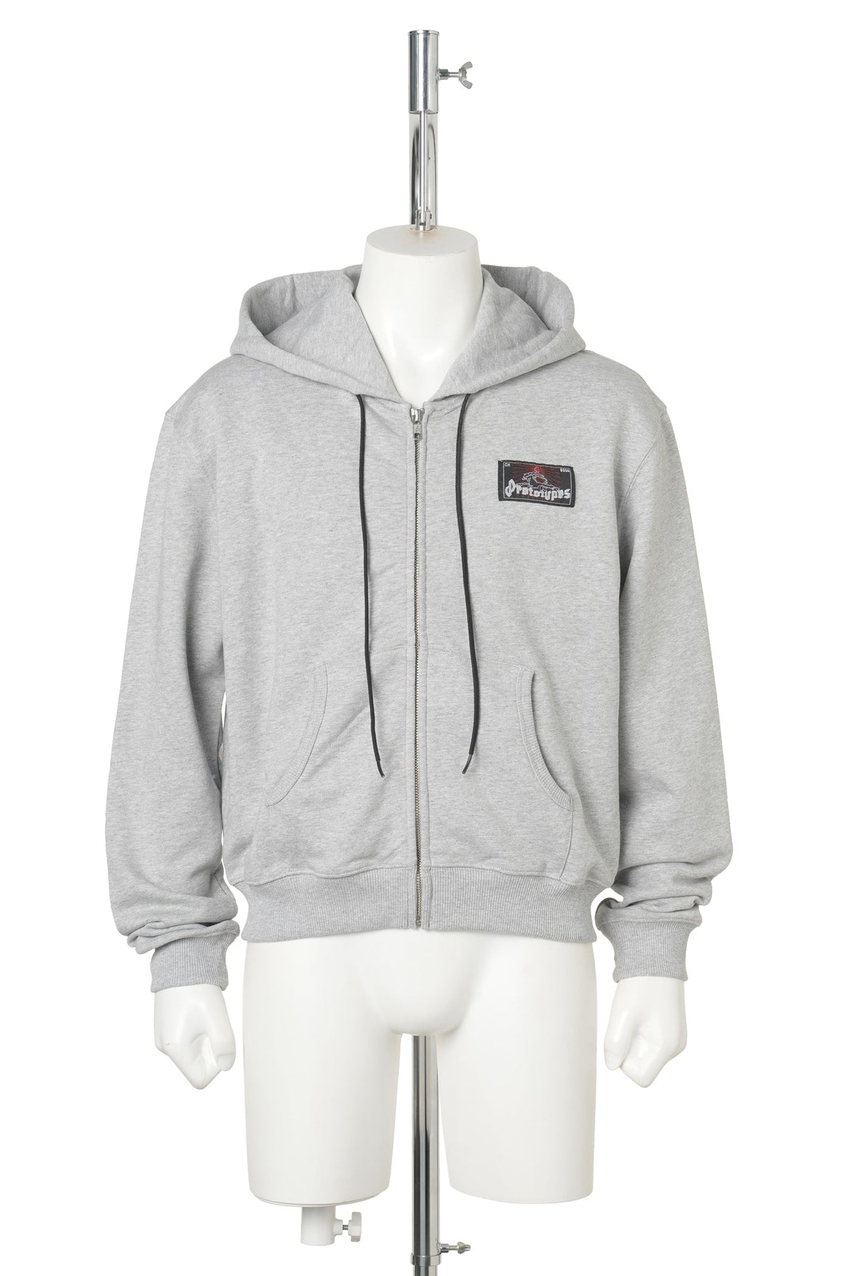 ZIP UP HOODIE WITH TAG / GREY