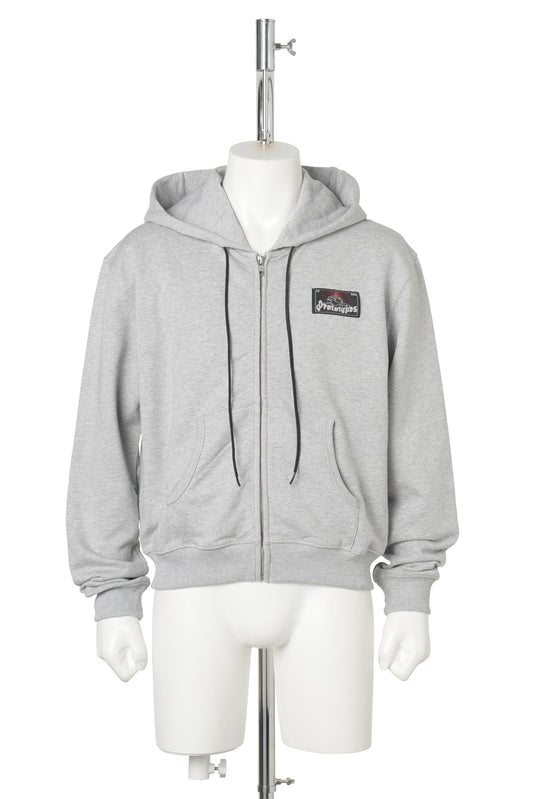 ZIP UP HOODIE WITH TAG / GREY