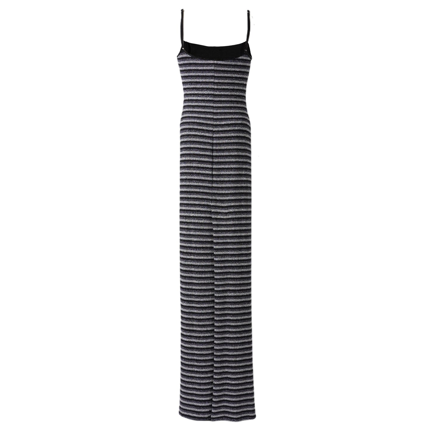 SQUARE NECK MAXI DRESS / METALLIC STRIPES