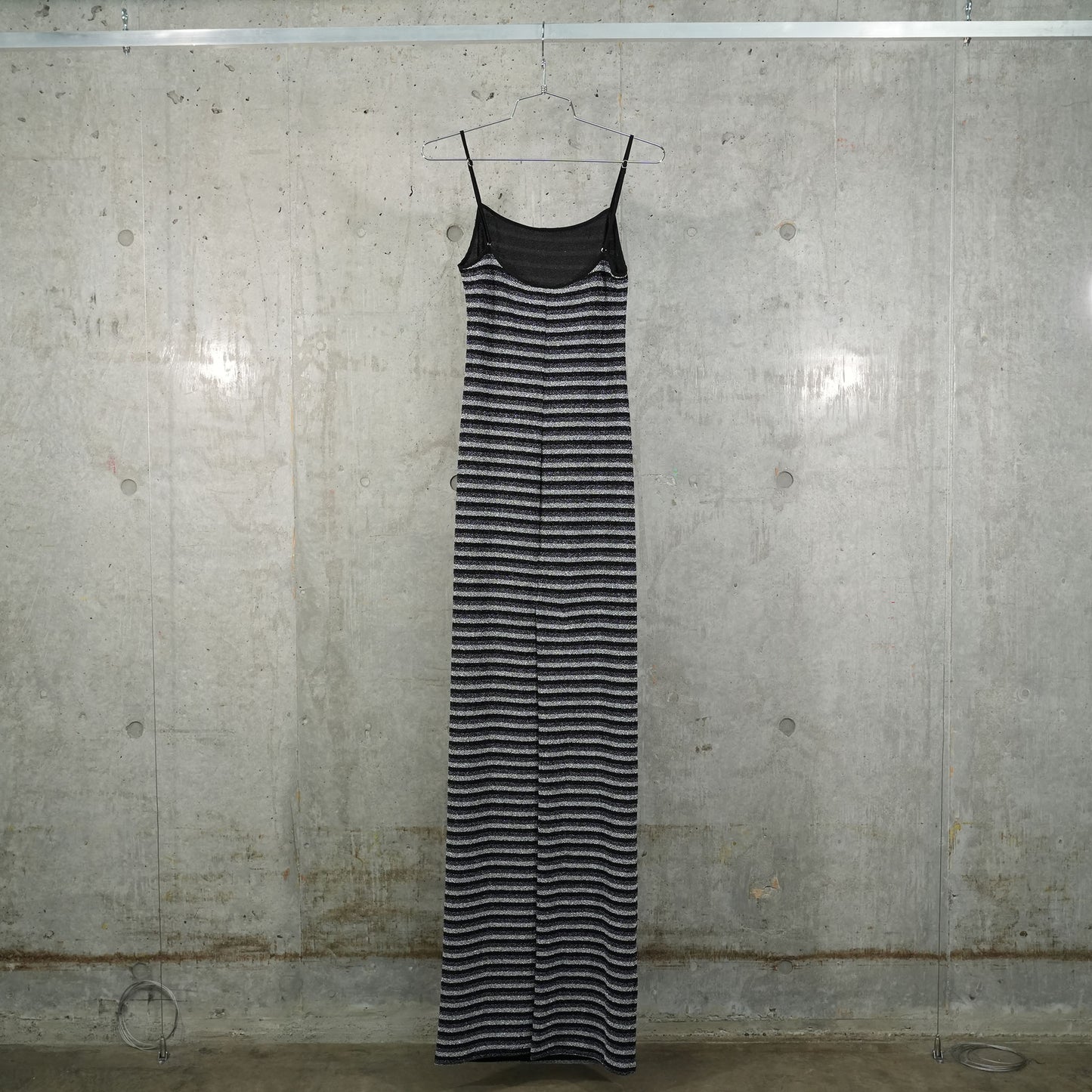 SQUARE NECK MAXI DRESS / METALLIC STRIPES