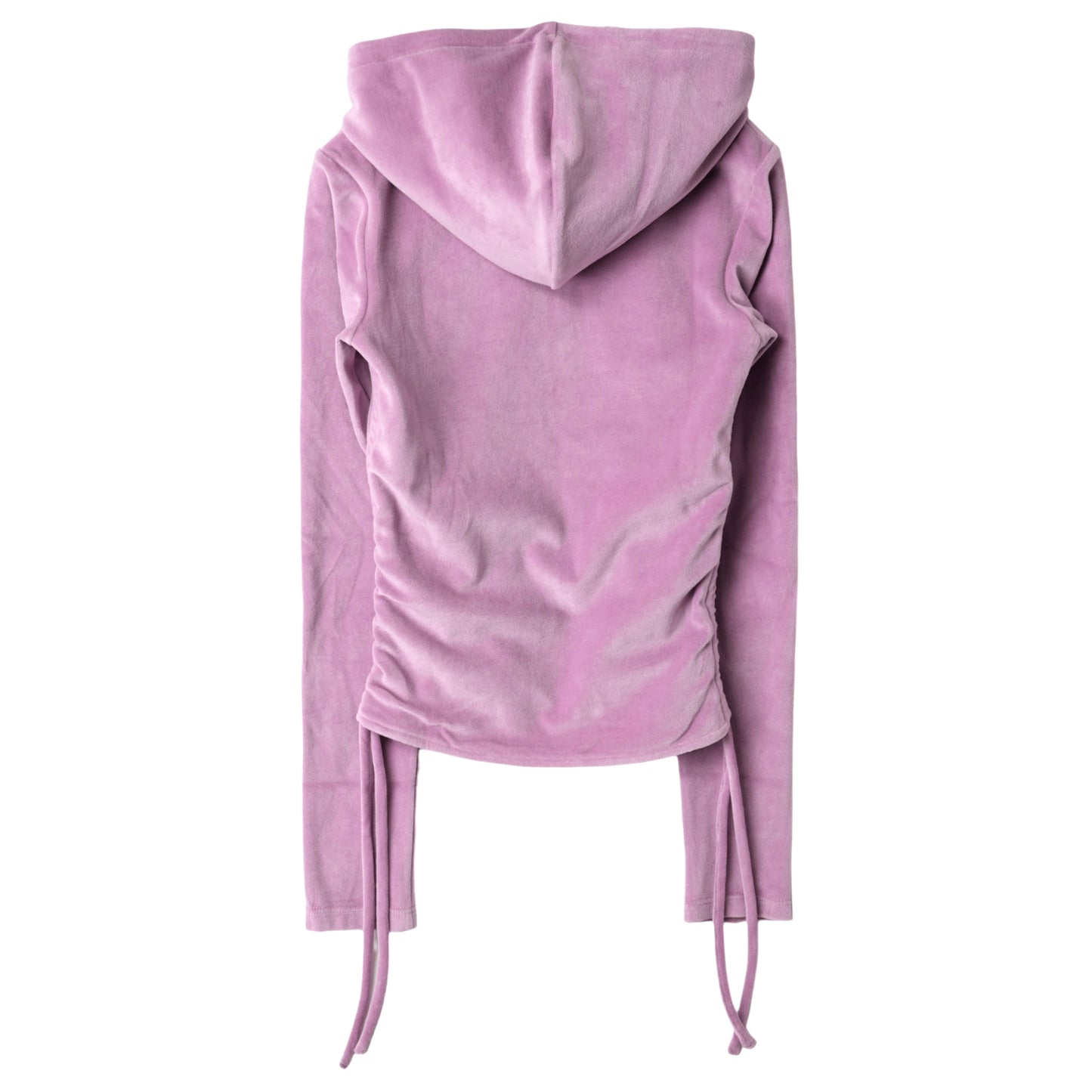 VELOUR RUCHED ZIP-UP HOODIE / LAVENDER