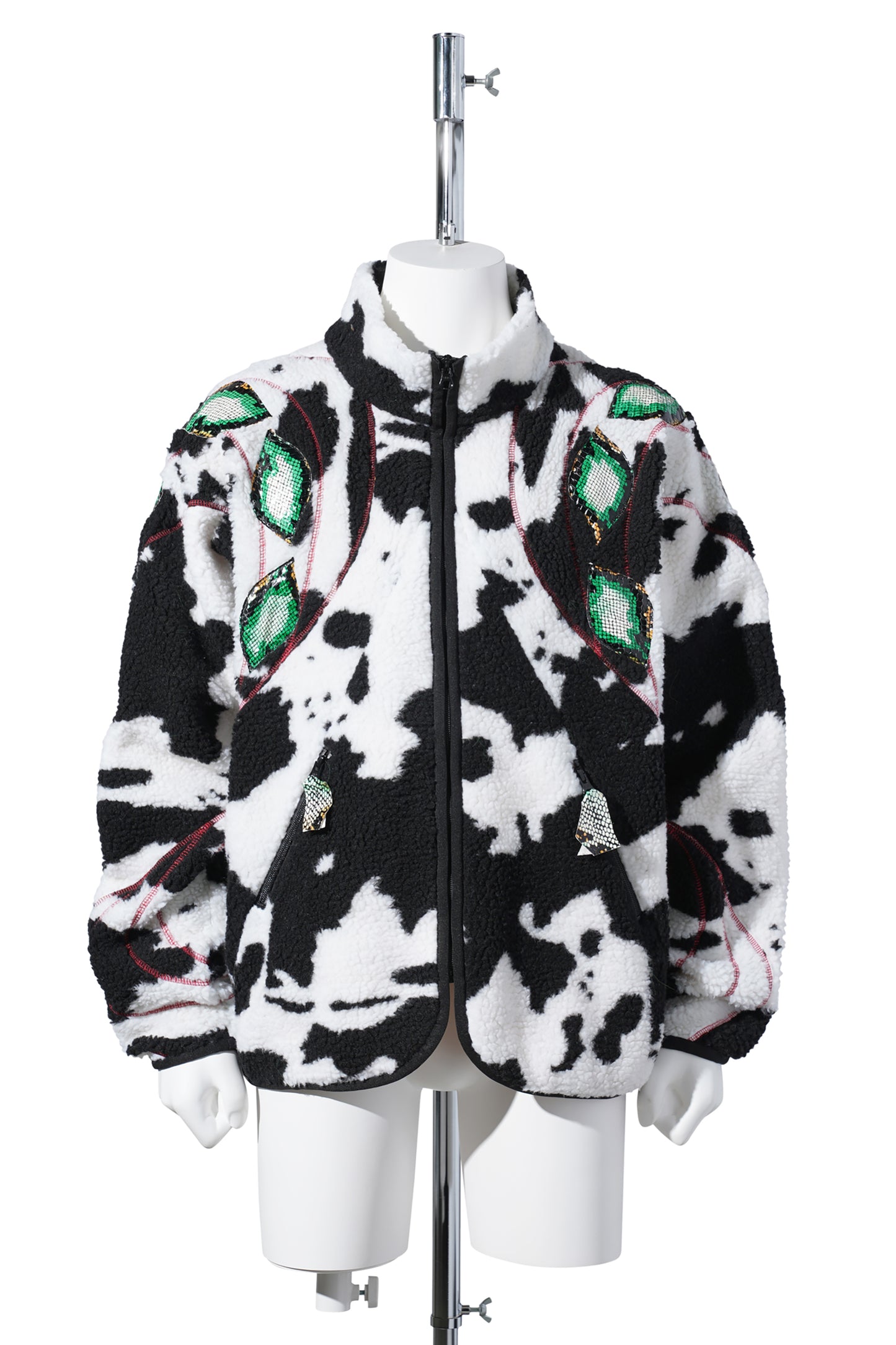 DAIRY CATTLE FLEECE JACKET / BLACK/WHITE